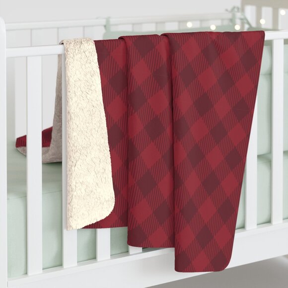 Porter Anna Other - NWT Porter Anna- Crimson & Cream Sherpa Blanket in Gingham